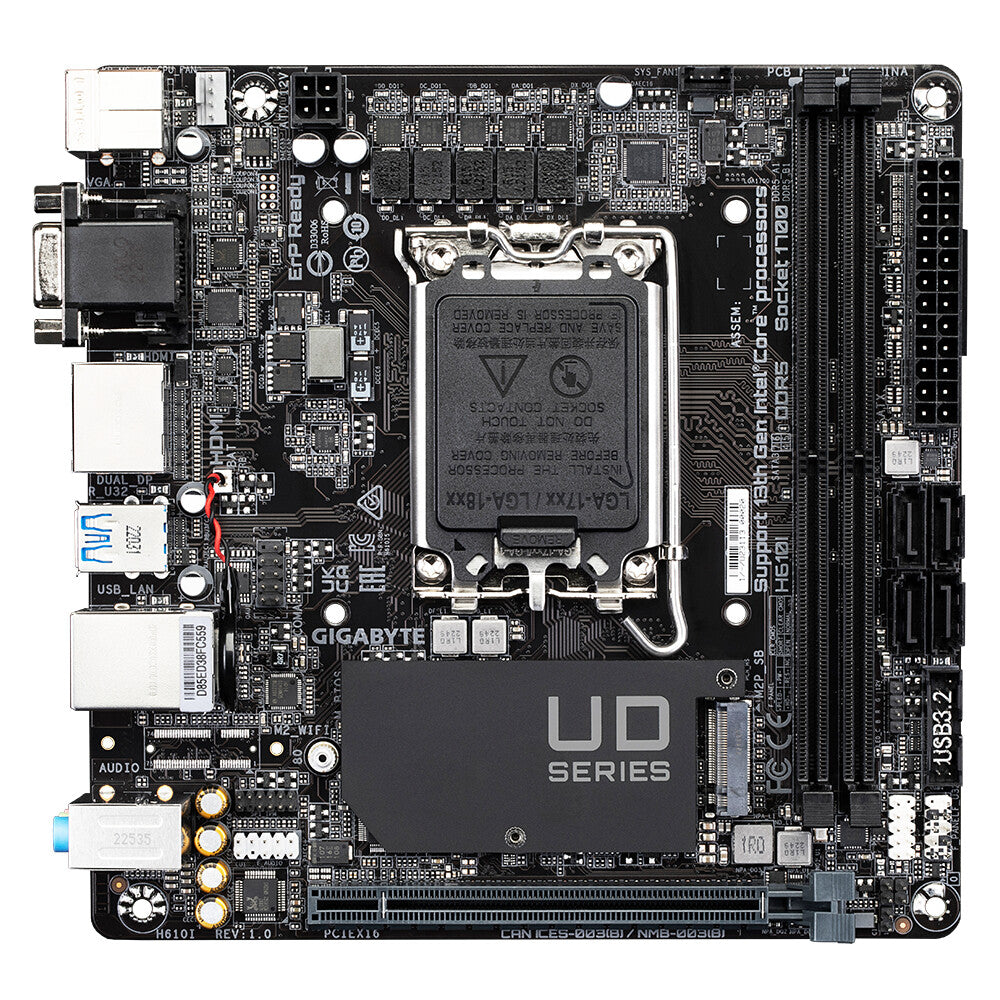 Gigabyte H610I ATX motherboard - Intel H610 LGA 1700