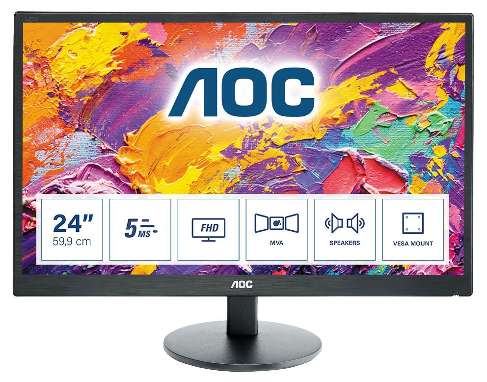 AOC M2470SWH LED display 59.9 cm (23.6") 1920 x 1080 pixels Full HD Black Monitor