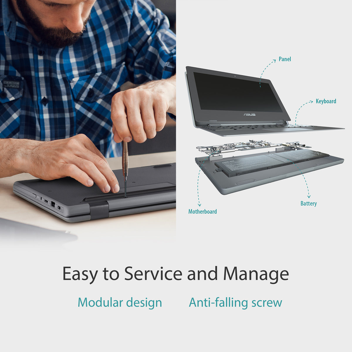 ASUS Chromebook CR1100CKA-GJ0388 - 29.5 cm (11.6") - Intel® Celeron® N N4500 - 4 GB LPDDR4x-SDRAM - 64 GB eMMC - Wi-Fi 6 - ChromeOS - Grey