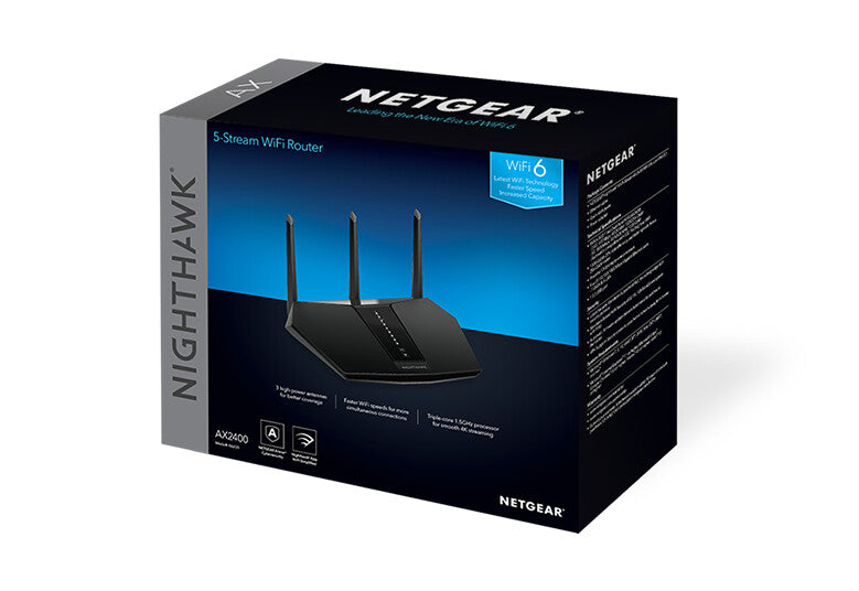NETGEAR Nighthawk AX2400 - Gigabit Ethernet Dual-band (2.4 GHz / 5 GHz) WiFi 6 wireless router