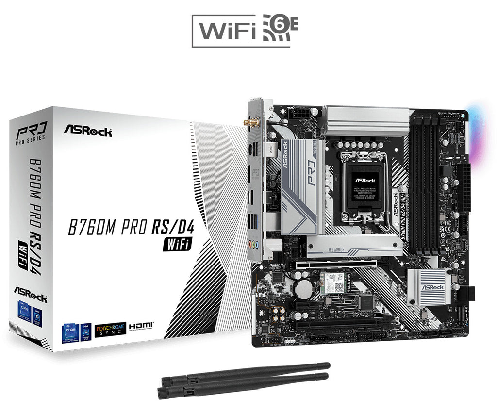 ASRock B760 Pro RS WiFi White LGA 1700 Intel B760 SATA 6Gb/s
