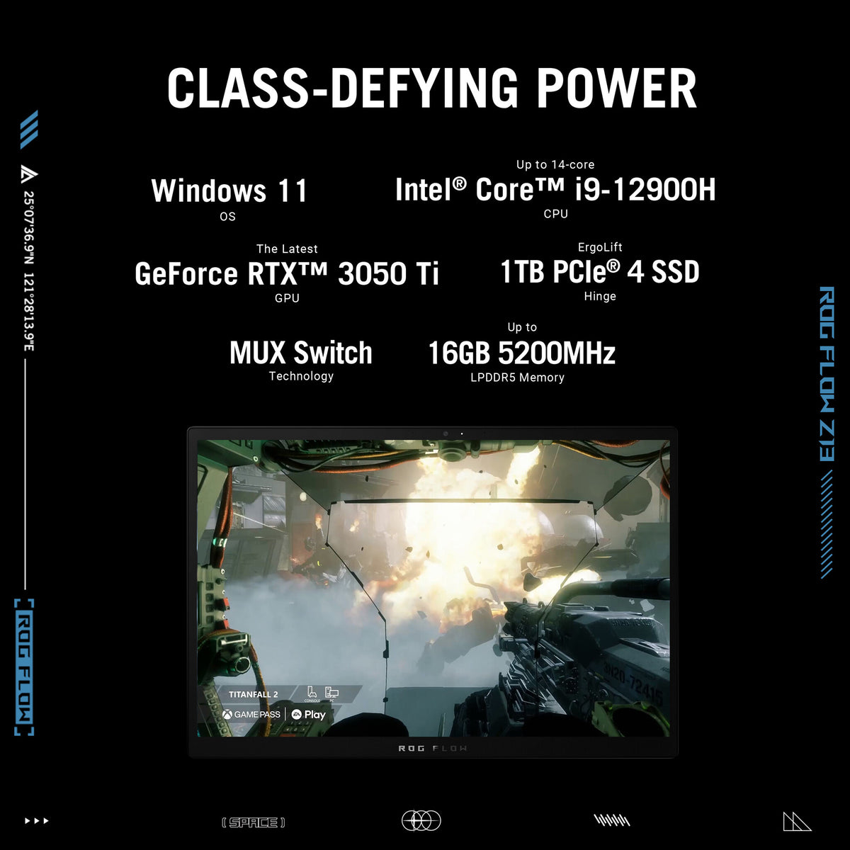 ASUS ROG Flow Z13 Hybrid (2-in-1) - 34 cm (13.4") - Touchscreen - Intel® Core™ i9-12900H - 16 GB LPDDR5-SDRAM - 1 TB SSD - NVIDIA GeForce RTX 3050 Ti - Wi-Fi 6E - Windows 11 Home - Black