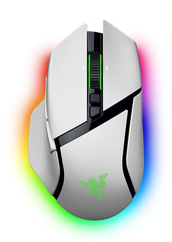 Razer Basilisk V3 Pro - RF Wireless + Bluetooth + USB Type-A Optical Mouse in White - 35,000 DPI