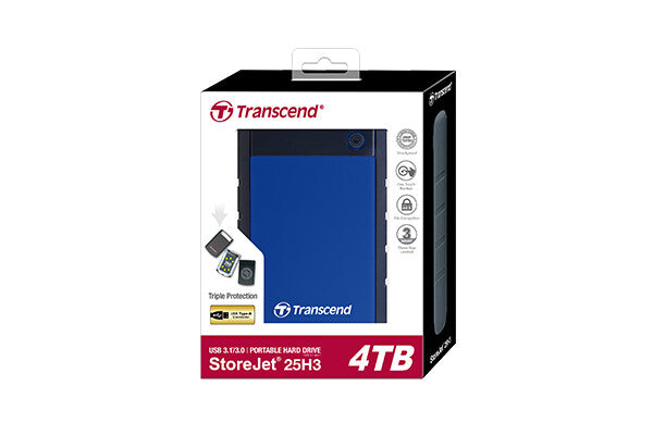 Transcend StoreJet 25H3 - 2.5" External hard drive in Blue - 4TB