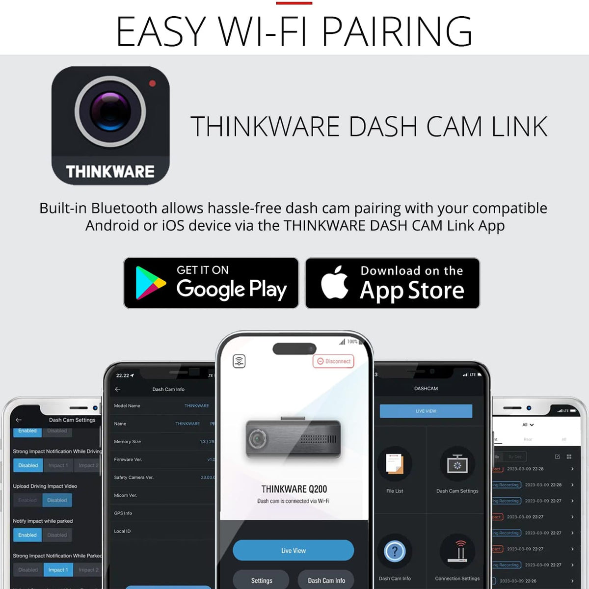 Thinkware Q200 - Dual Lead Front & Rear Dashcam with GPS antenna