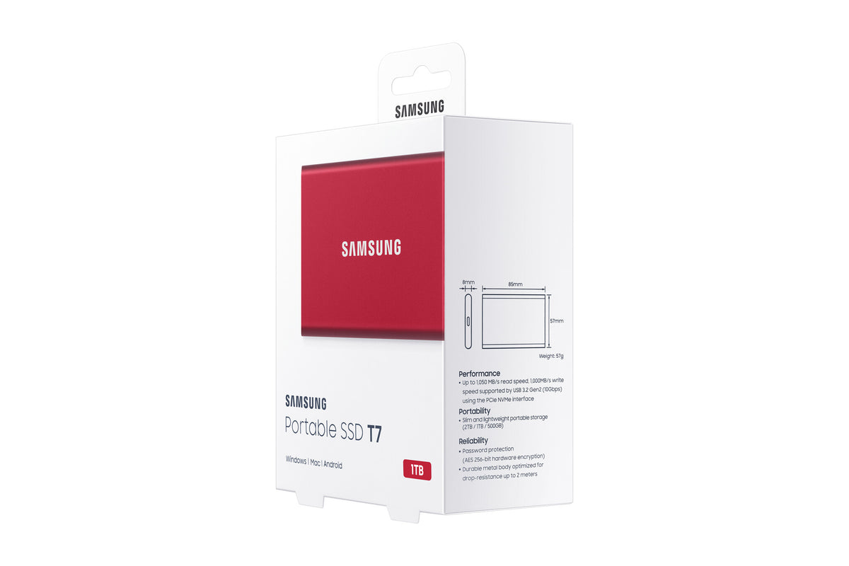 Samsung T7 1 TB Portable SSD in Red