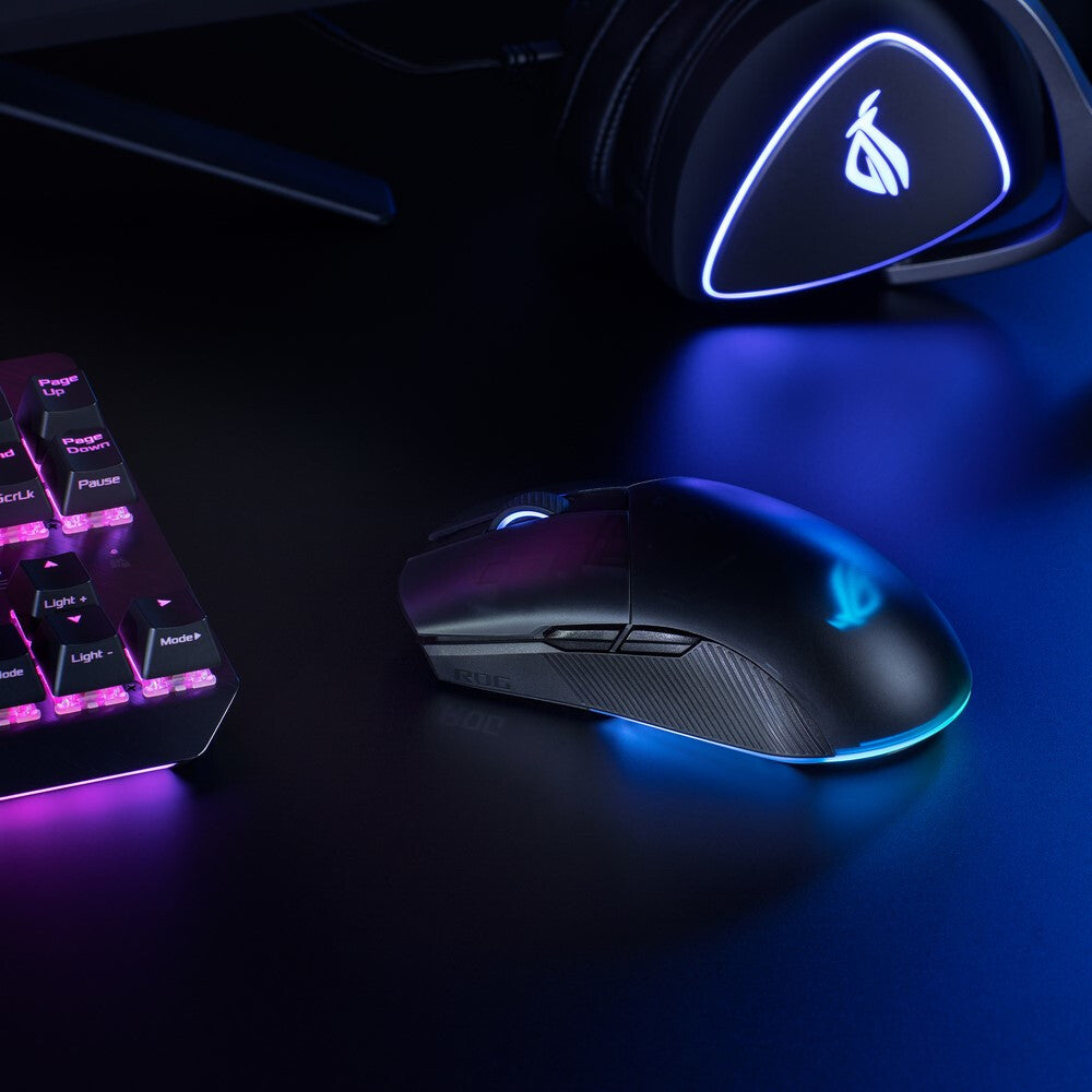 ASUS ROG Pugio II - Ambidextrous RF Wireless + Bluetooth + USB Type-A Optical Mouse - 16,000 DPI