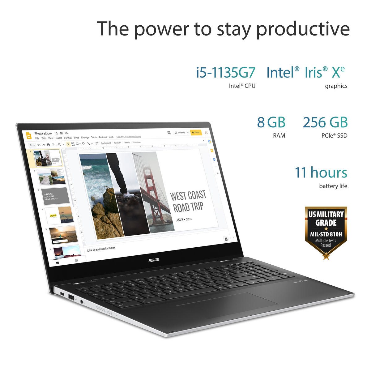 ASUS Chromebook Flip - 39.6 cm (15.6") - Touchscreen - Intel® Core™ i5-1135G7 - 8 GB LPDDR4x-SDRAM - 256 GB SSD - Wi-Fi 6 - ChromeOS - White