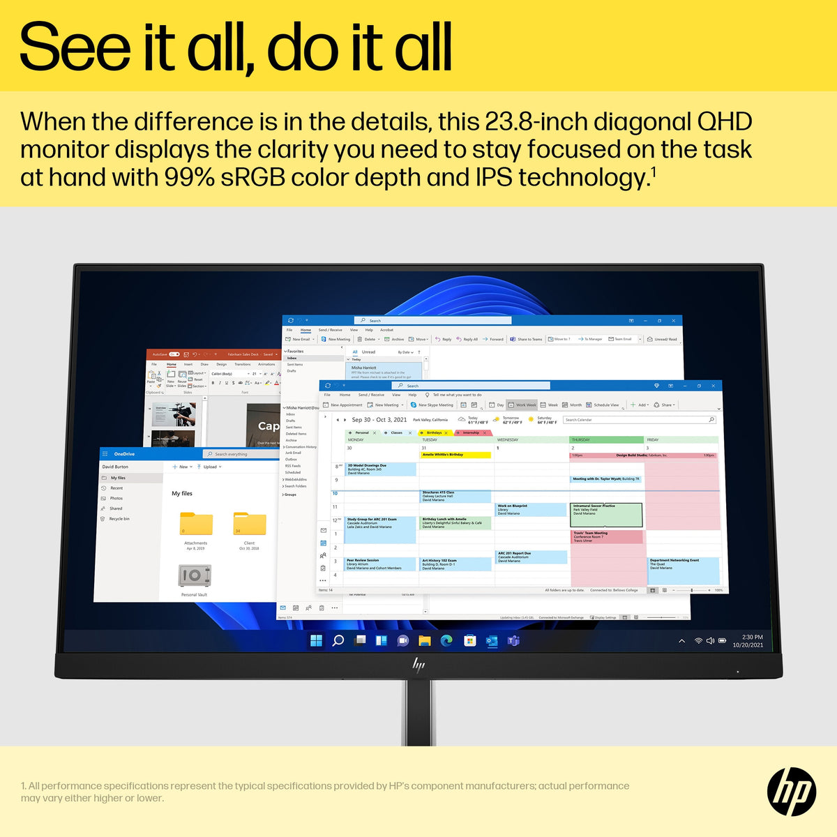HP E24Q G5 - 60.5 cm (23.8") - 2560 x 1440 pixels Quad HD LED Monitor