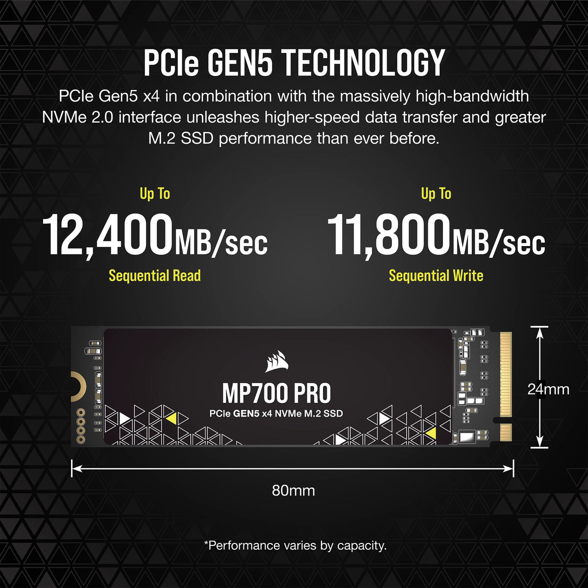 Corsair MP700 PRO - PCI Express 5.0 3D TLC NAND NVMe M.2 SSD - 1 TB