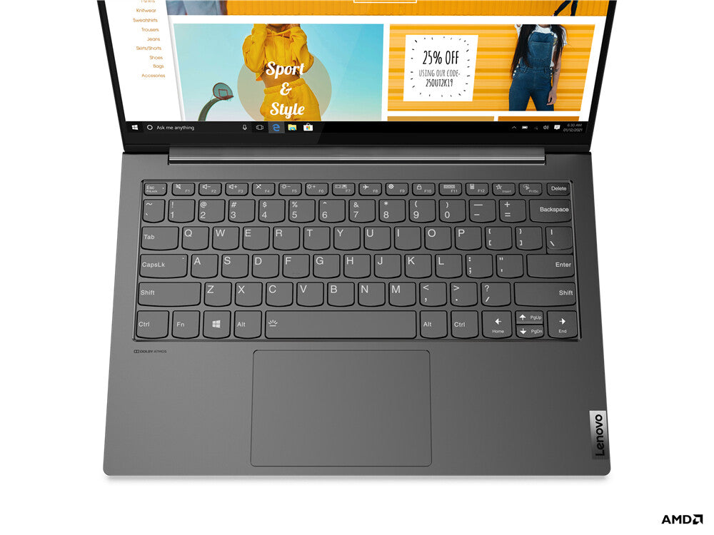 Lenovo Yoga Slim 7 Laptop - 33.8 cm (13.3&quot;) - AMD Ryzen™ 7 5800U - 8 GB LPDDR4x-SDRAM - 512 GB SSD - Wi-Fi 6 - Windows 10 Home - Grey