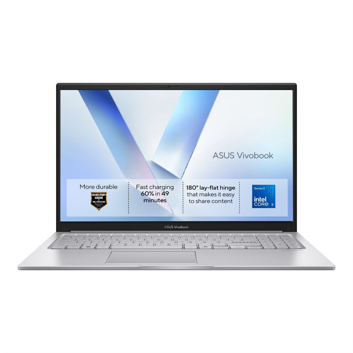 ASUS Vivobook 15 X1504MA-BQ518W Intel Core 5 320 Laptop 39.6 cm (15.6") Full HD 8 GB DDR5-SDRAM 256 GB SSD Wi-Fi 6 (802.11ax) Windows 11 Home Silver