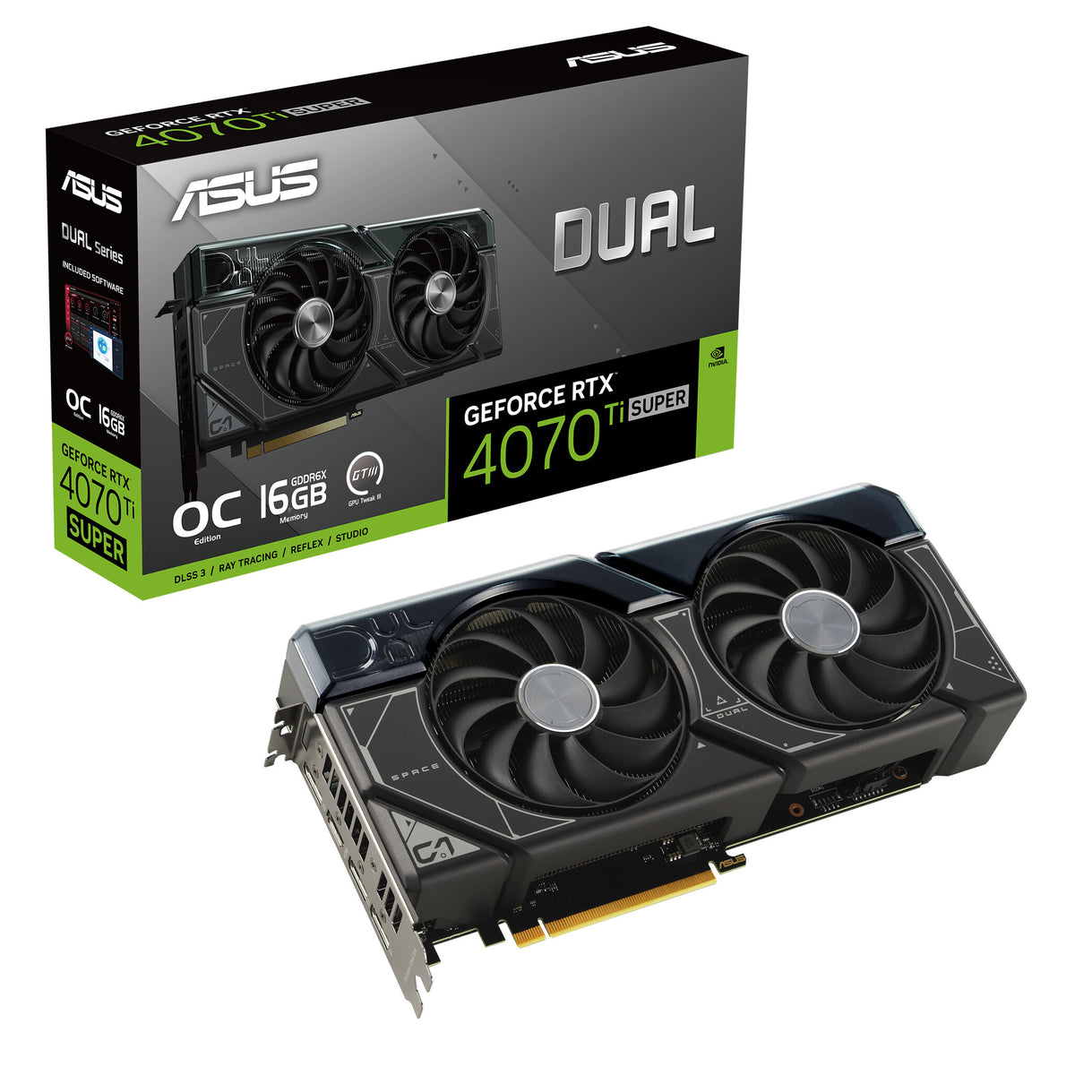 ASUS Dual - NVIDIA 16 GB GDDR6X GeForce RTX 4070 Ti SUPER graphics card