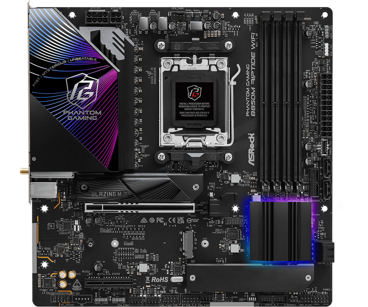 Asrock Phantom Gaming B850M Riptide WiFi micro ATX motherboard - AMD B850 Socket AM5
