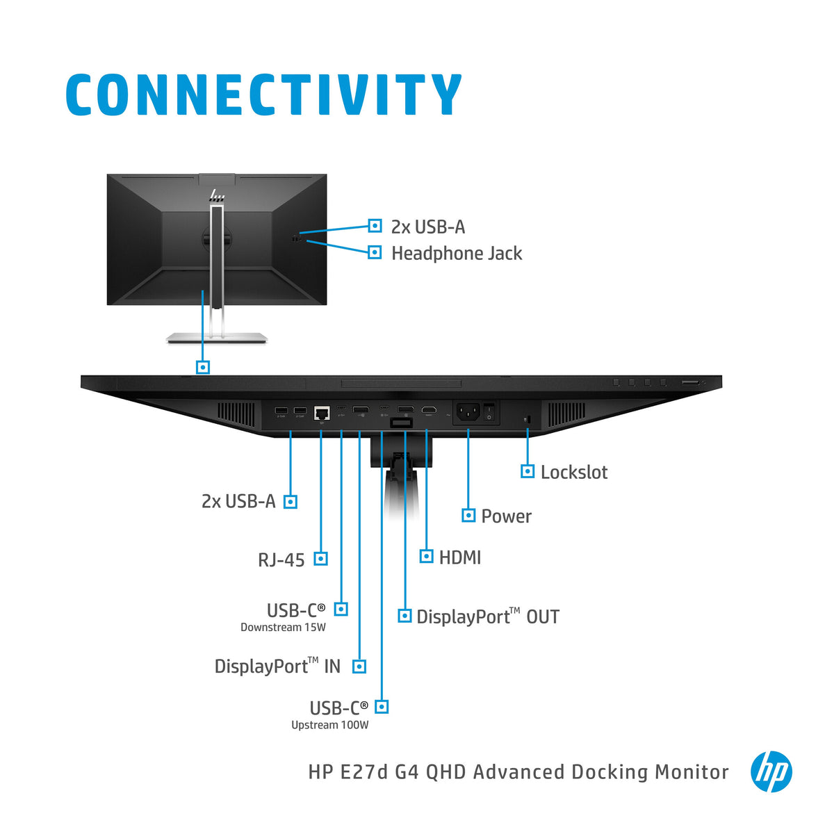 HP E27D G4 - 68.6 cm (27") - 2560 x 1440 pixels Quad HD LED Monitor