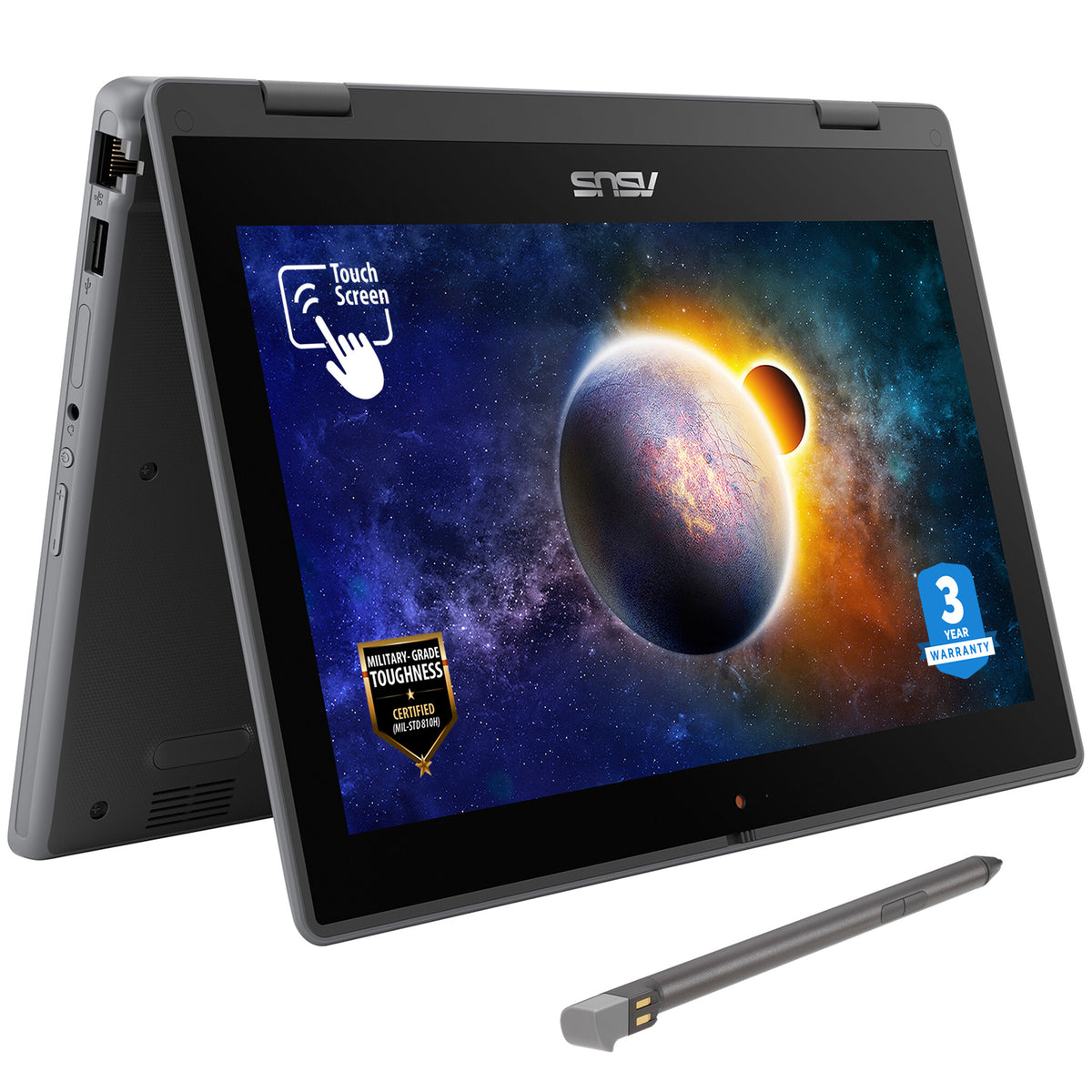 ASUS BR1100F Hybrid (2-in-1) - 29.5 cm (11.6") - Touchscreen - Intel® Celeron® N N4500 - 4 GB DDR4-SDRAM - 128 GB SSD - Wi-Fi 6 - Windows 11 Pro Education - Grey