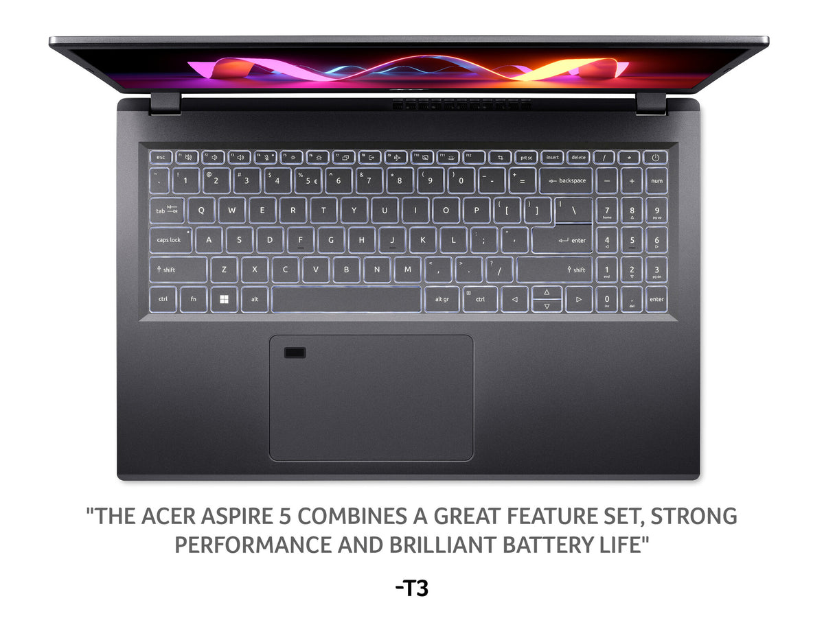 Acer Aspire 5 Laptop - 39.6 cm (15.6") - AMD Ryzen 5 7530U - 16 GB LPDDR4x-SDRAM - 512 GB SSD - Wi-Fi 6E - Windows 11 Home - Grey