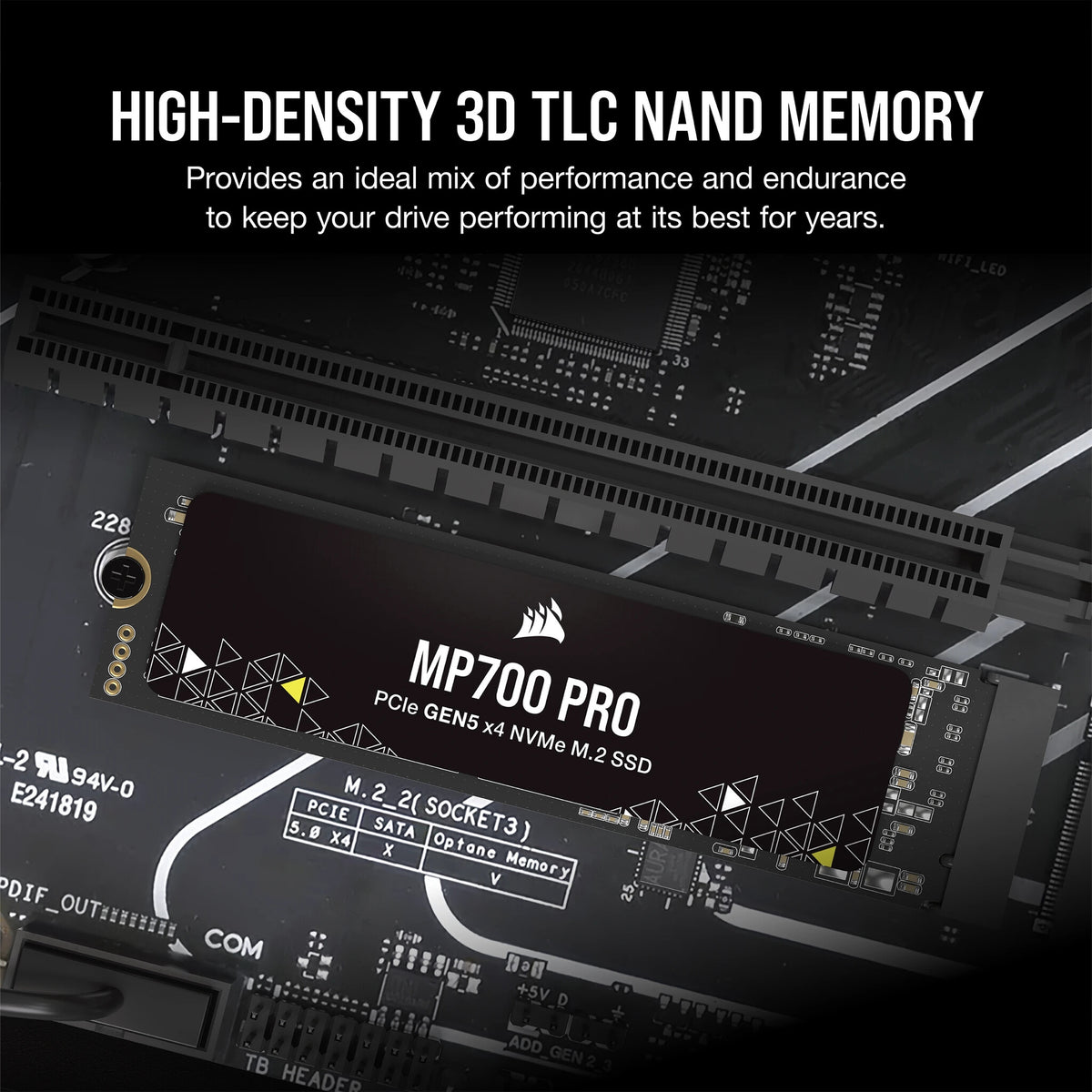 Corsair MP700 PRO - PCI Express 5.0 3D TLC NAND NVMe M.2 SSD - 1 TB