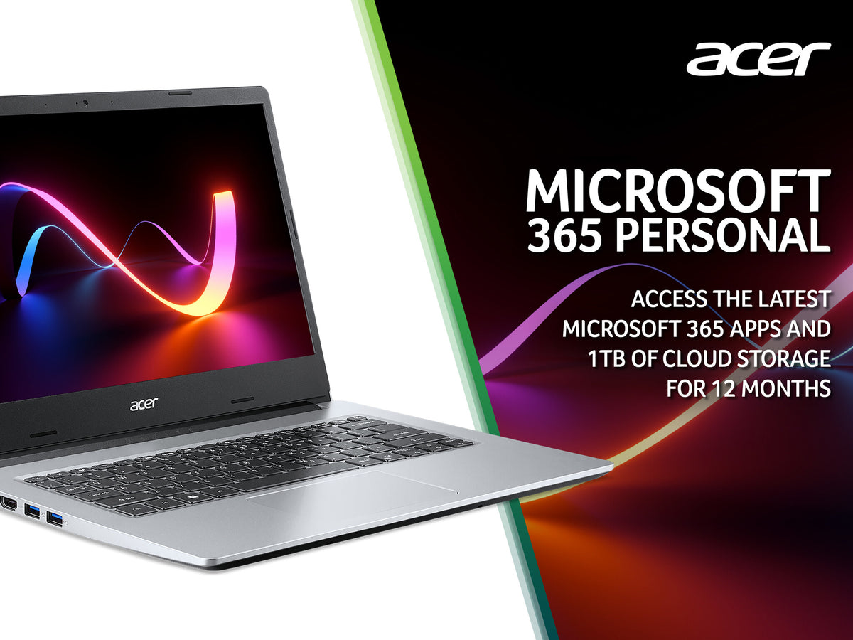 Acer Aspire 1 Laptop - 35.6 cm (14") - Intel Celeron N4500 - 4 GB DDR4-SDRAM - 64 GB eMMC - Windows 11 - Silver