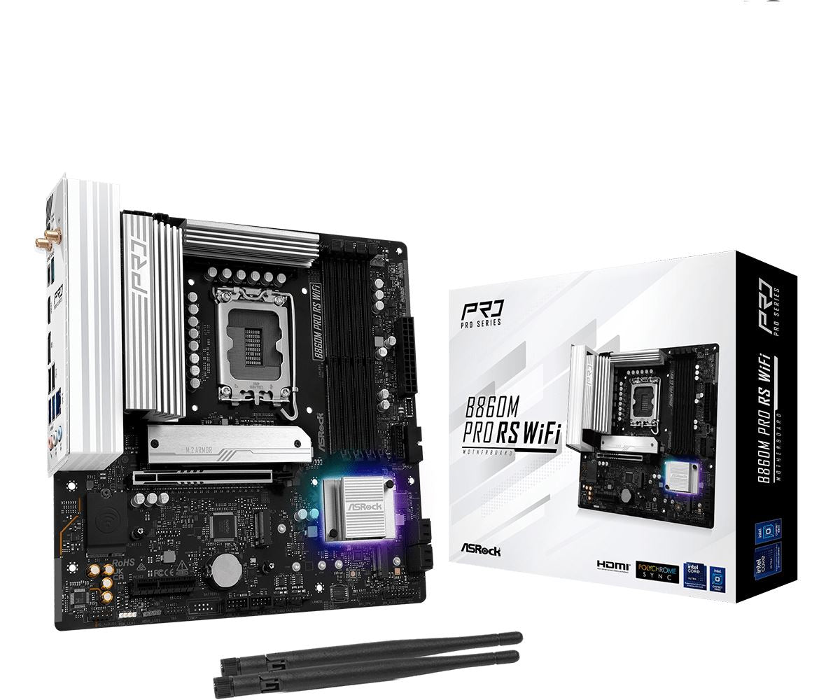 Asrock B860M Pro RS WiFi micro ATX motherboard - Intel B860 LGA 1851