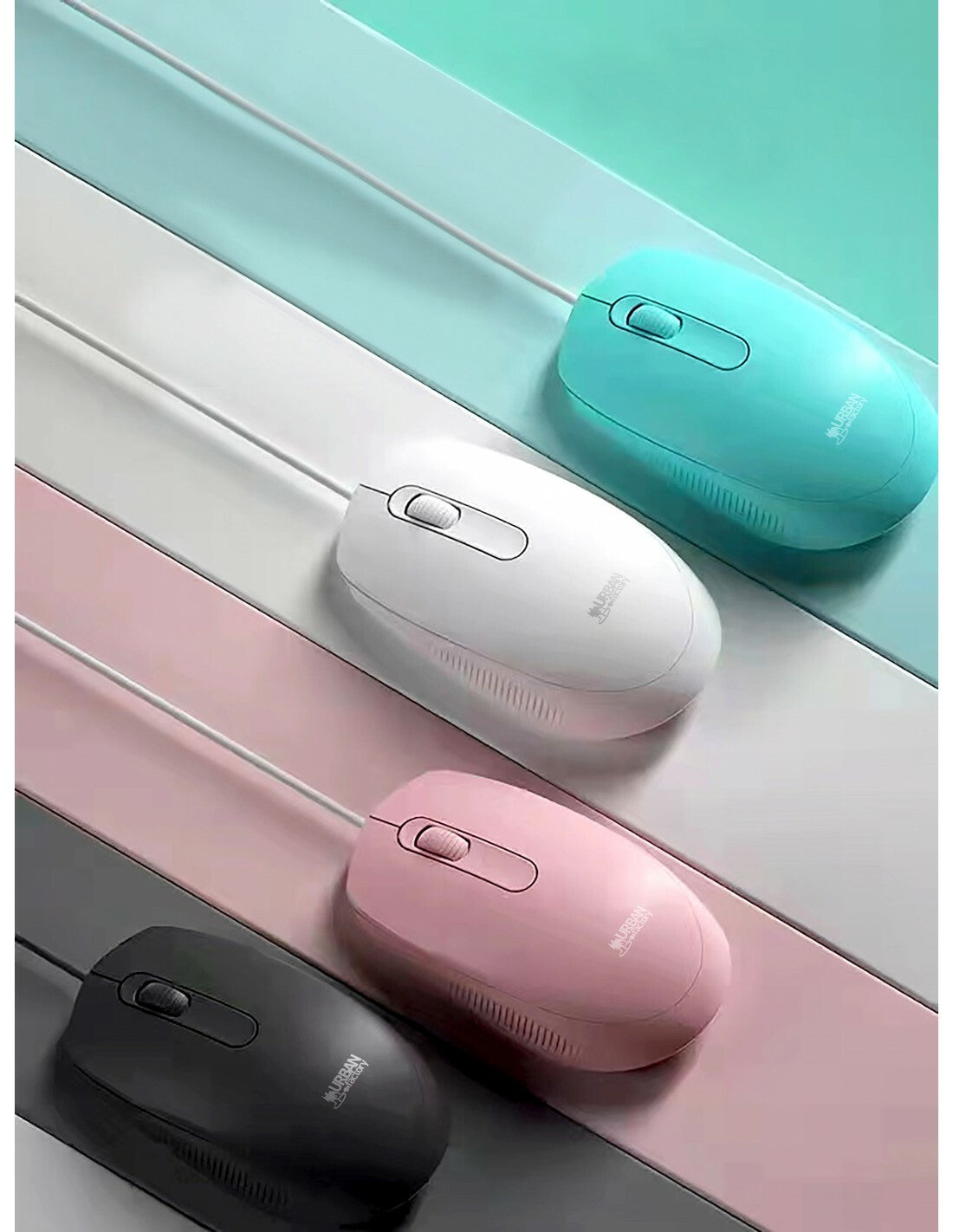 Urban Factory FREE - Ambidextrous USB Type-A Wired Optical Mouse in Blue - 1,200 DPI