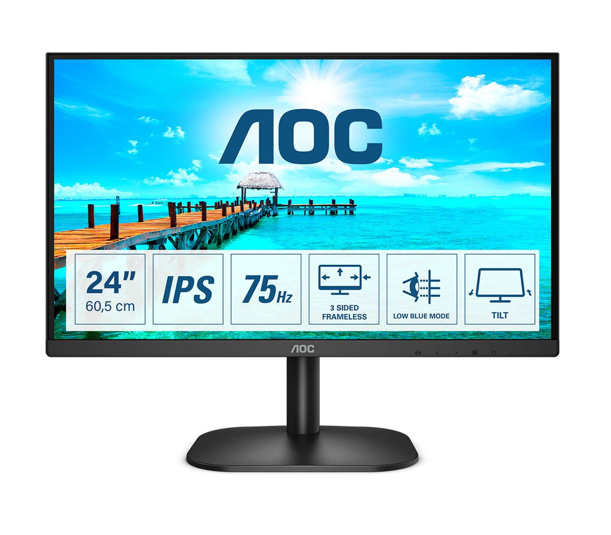 AOC B2 24B2XH/EU LED display 60.5 cm (23.8") 1920 x 1080 pixels Full HD Black Monitor
