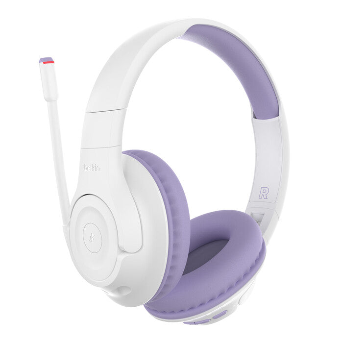 Belkin SoundForm Inspire - Wired & Wireless Bluetooth Headset for Children in Lavender / White