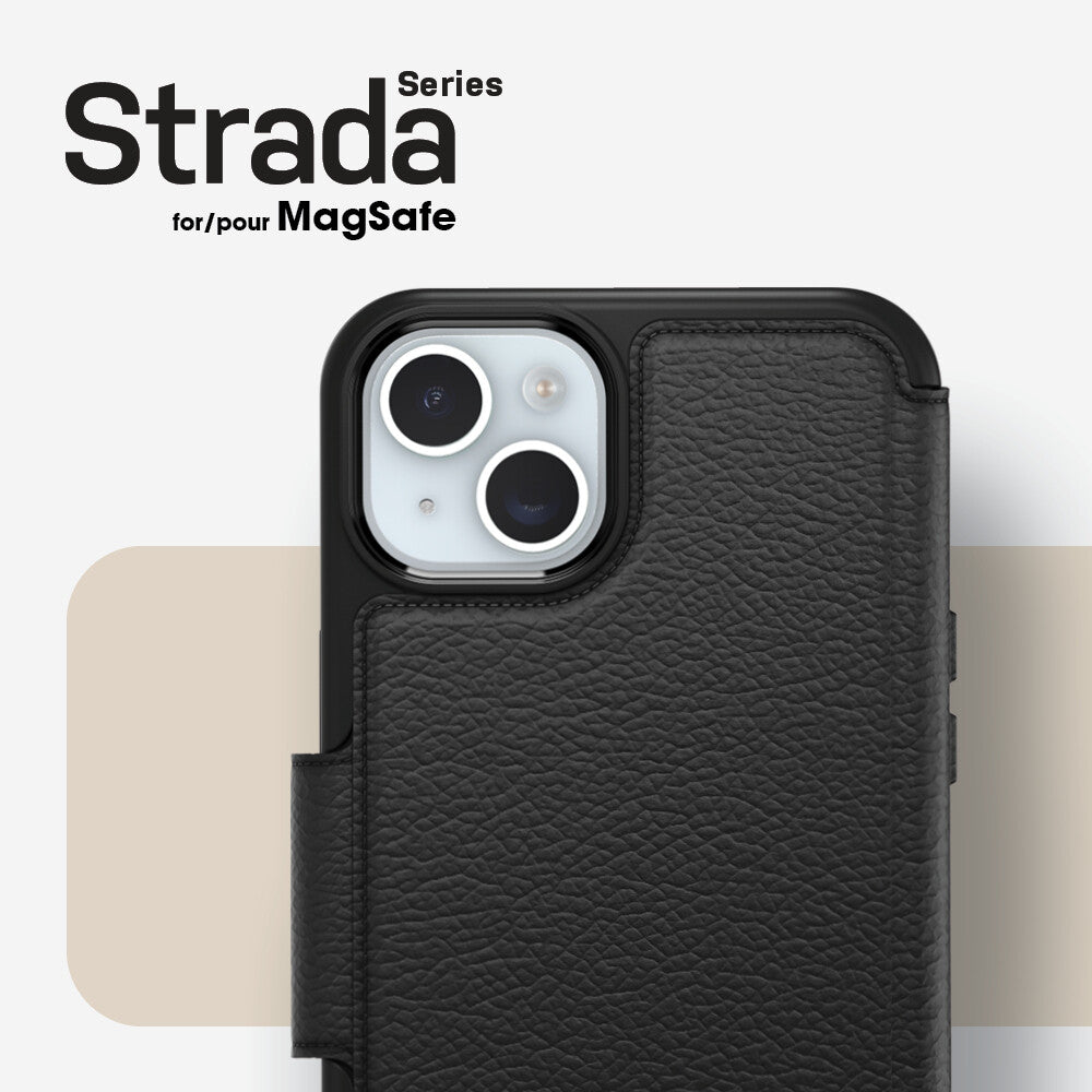 Strada Series Folio Case with MagSafe for iPhone 15 Plus in Shadow