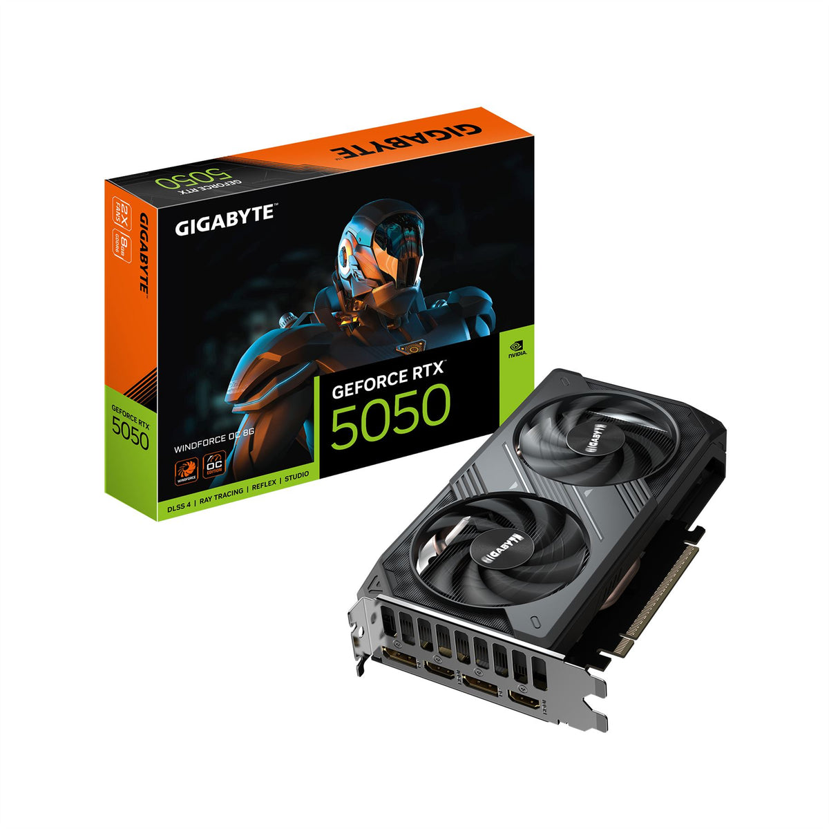 GIGABYTE GeForce RTX 5050 WINDFORCE OC 8G Graphics Card - 8GB GDDR6, 128bit, PCI-E 5.0, 2587MHz Core Clock, 2 x DP, 2 x HDMI, NVIDIA DLSS 4, GV-N5050WF2OC-8GD