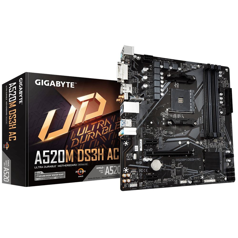 GIGABYTE A520M DS3H AC micro ATX motherboard - AMD A520 Socket AM4