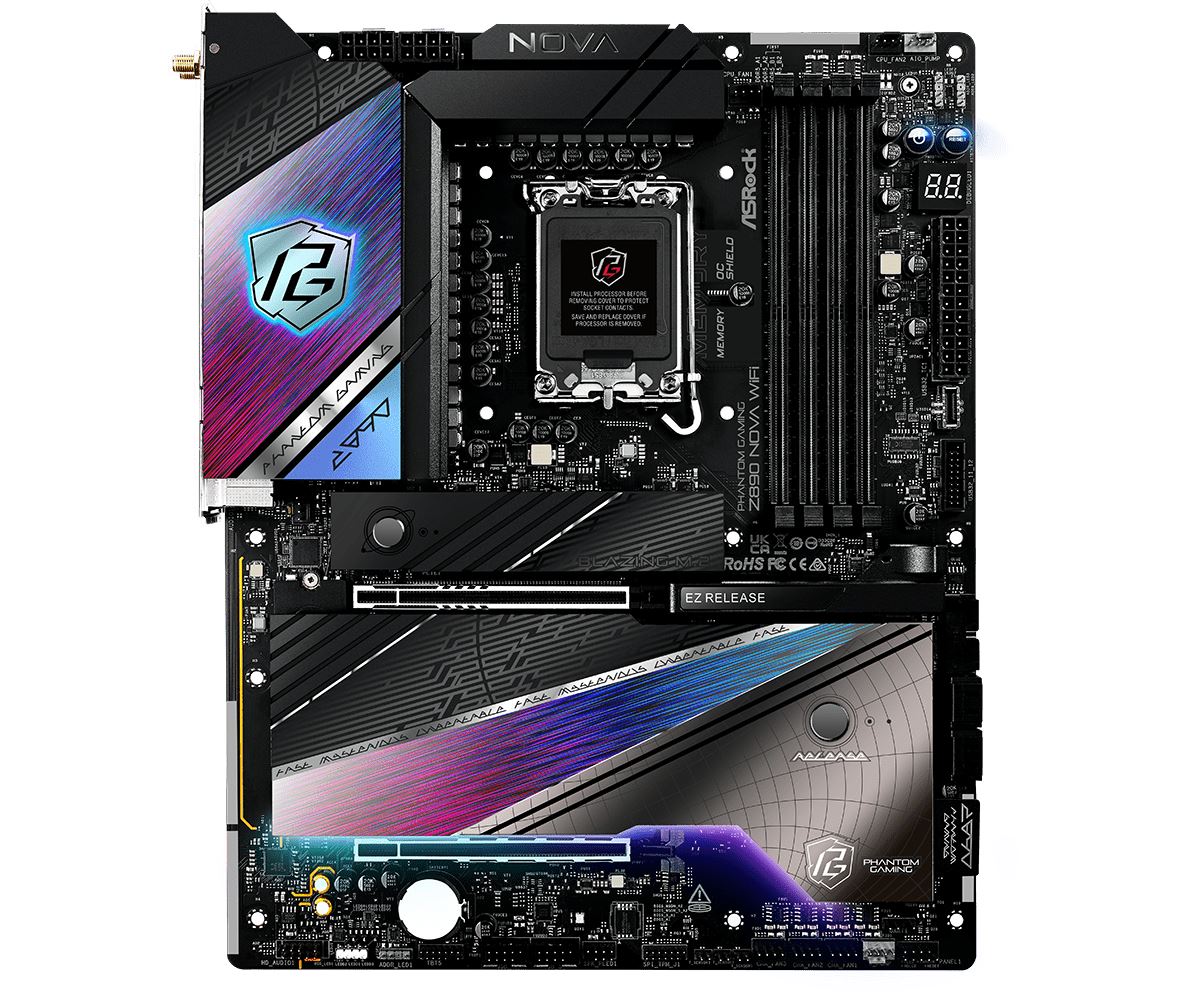 Asrock Phantom Gaming Z890 Nova WiFi ATX motherboard - Intel Z890 LGA 1851