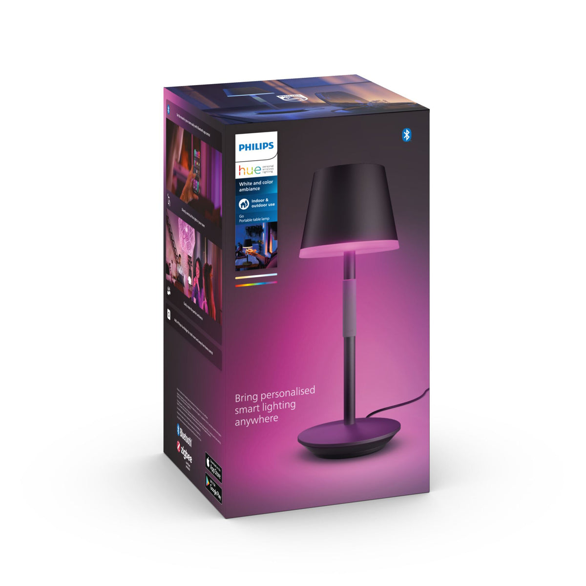 Philips Go portable table lamp in Black - White and colour ambience
