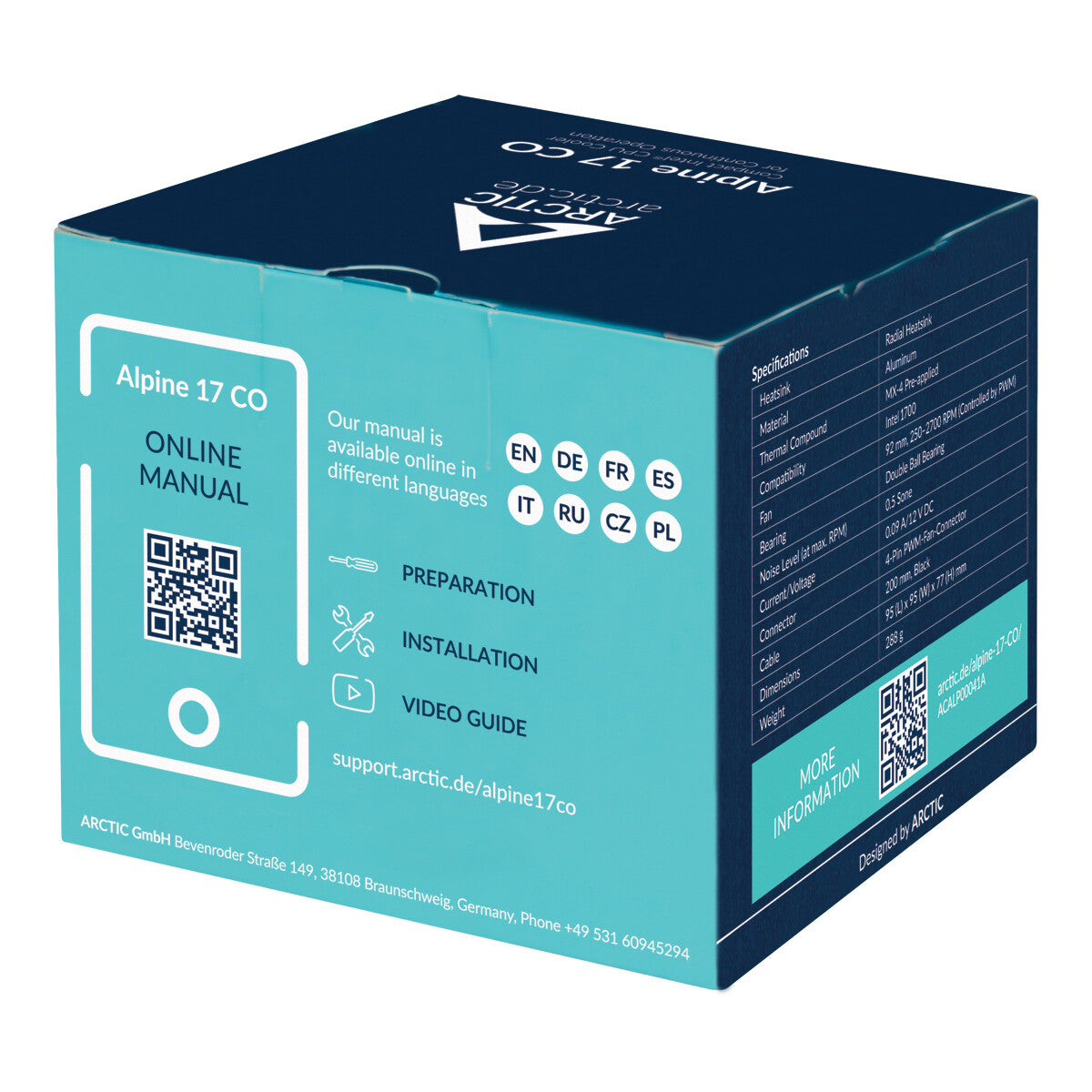 ARCTIC Alpine 17 CO - Air Processor Cooler - 92mm