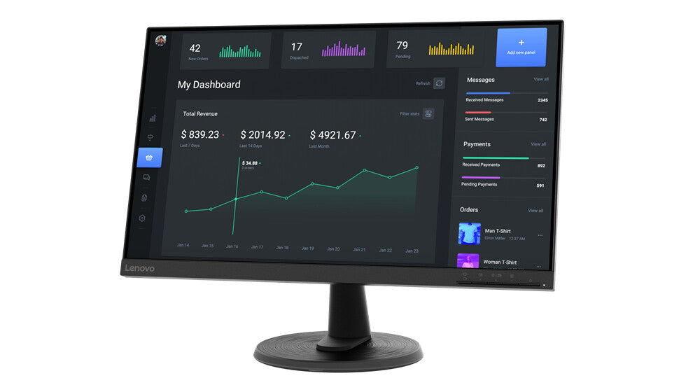 Lenovo D24-40 - 60.5 cm (23.8&quot;) - 1920 x 1080 pixels FHD W-LED Monitor