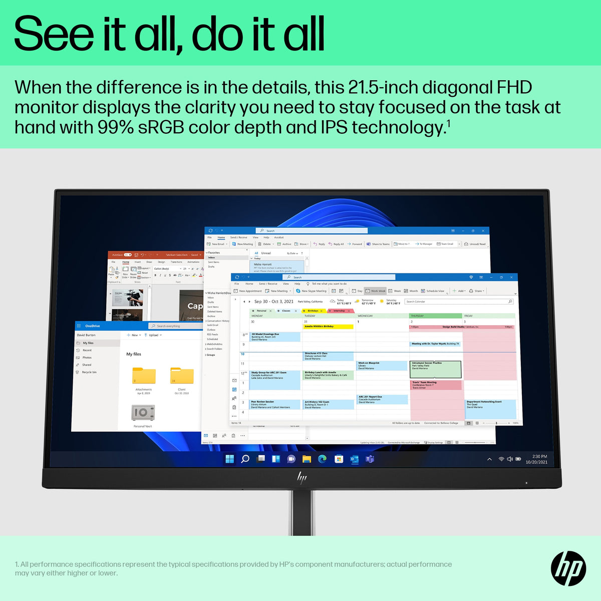 HP E-Series E22 G5 - 54.6 cm (21.5") - 1920 x 1080 pixels Full HD LED Monitor
