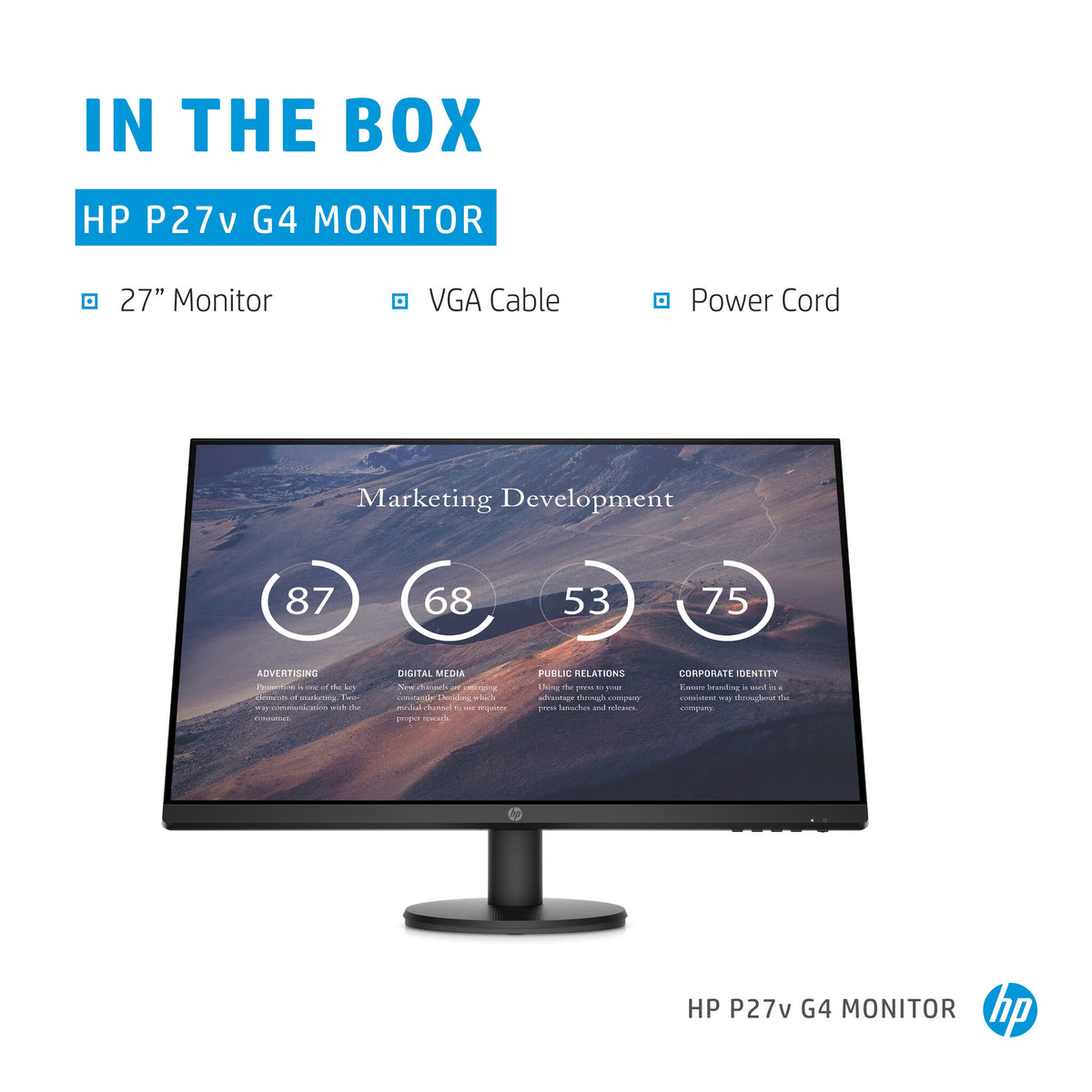 HP P27V G4 - 68.6 cm (27") - 1920 x 1080 pixels Full HD LCD Monitor