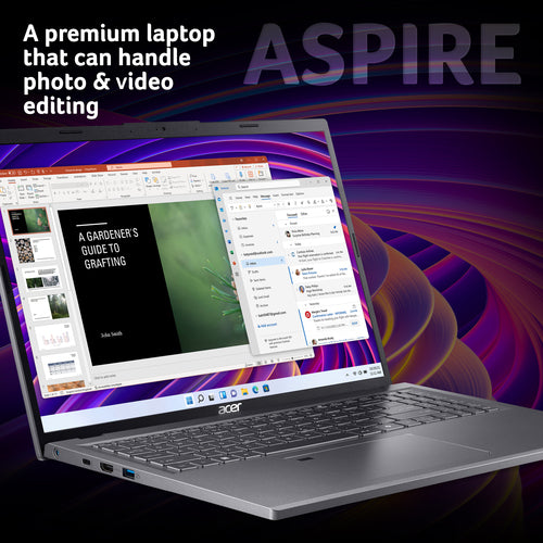 Acer Aspire 16 Laptop - 40.6 cm (16&quot;) - Intel Core 5 - 16 GB DDR5-SDRAM - 1TB SSD - NVIDIA GeForce RTX 2050 - Wi-Fi 6 - Windows 11 Home - Grey