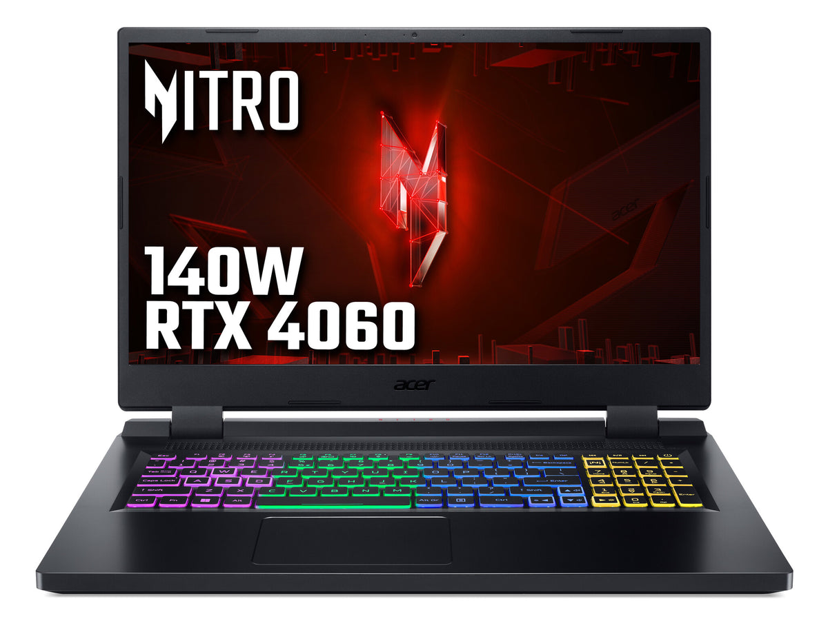 Acer Nitro 5 AN517-55 Gaming Laptop - 43.9 cm (17.3") - Intel® Core™ i7-12650H - 16 GB DDR4-SDRAM - 1.02TB SSD - NVIDIA GeForce RTX 4060 - Wi-Fi 6 - Windows