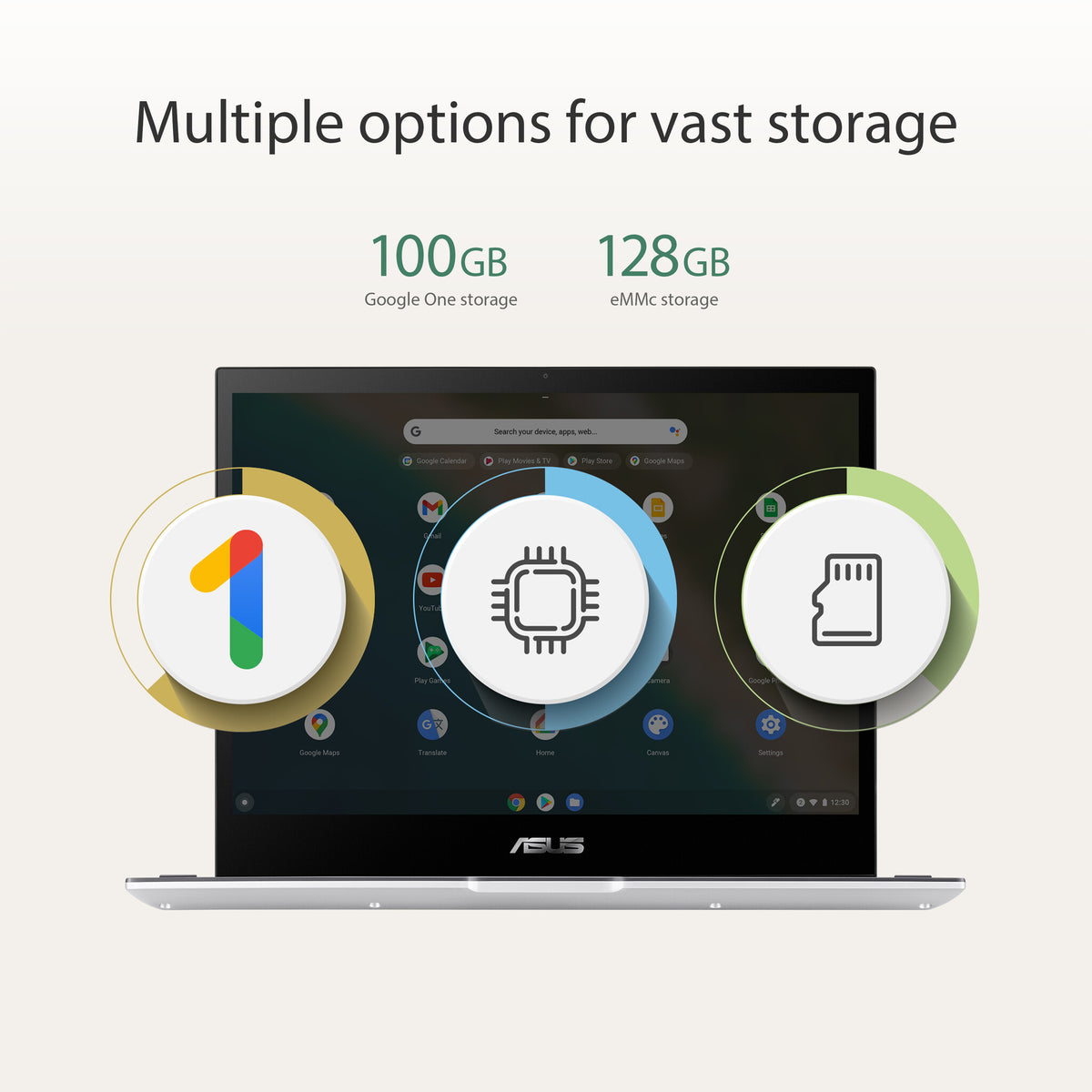 ASUS Chromebook Flip CM3 - 30.5 cm (12") - Touchscreen - MediaTek MT8192 - 4 GB LPDDR4x-SDRAM - 128 GB eMMC - Wi-Fi 5 - ChromeOS - Silver