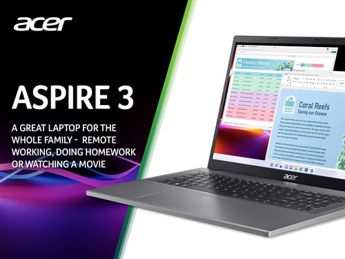 Acer Aspire 3 Laptop - 43.9 cm (17.3") - Intel N100 - 4GB LPDDR5-SDRAM - 512 GB SSD - Wi-Fi 6 - Windows 11 Home - Grey