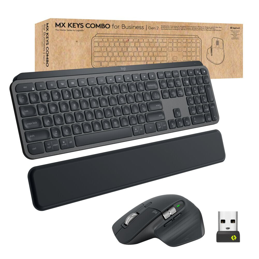 Logitech MX Keys S Combo for Business (Gen 2) -  RF Wireless + Bluetooth Mouse + Wireless QWERTY US International Keyboard