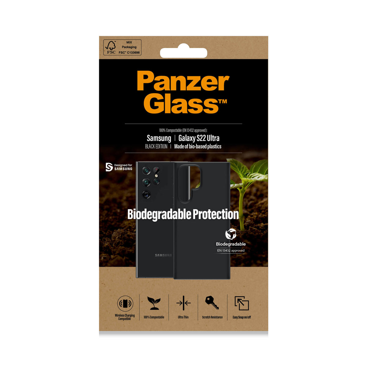 PanzerGlass ® Biodegradable Case for Galaxy S22 Ultra in Black