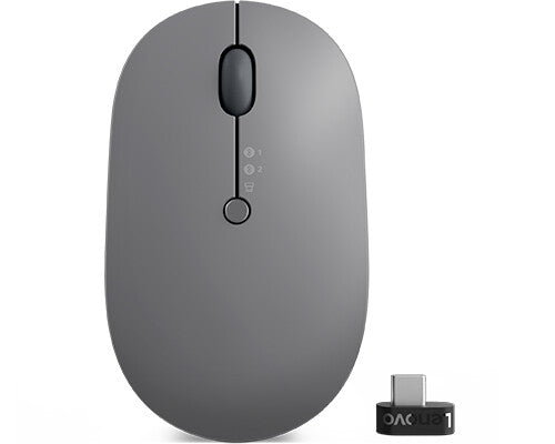 Lenovo Go - RF Wireless + Bluetooth Multi-Device Office Optical Mouse in Black / Grey - 2,400 DPI