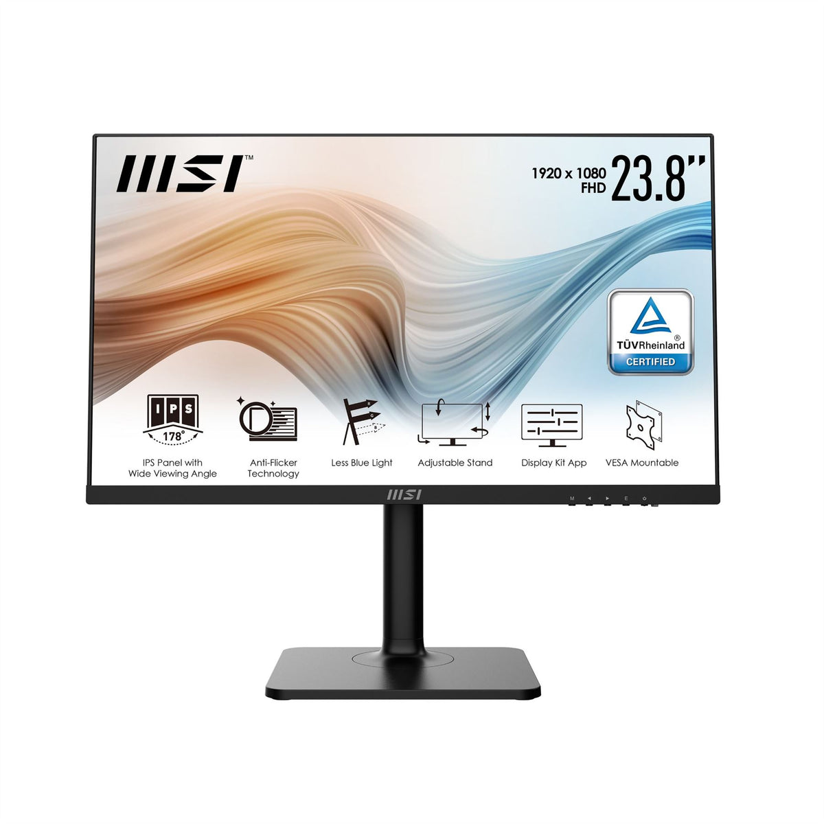 MSI Modern MD241P 23.8 Inch Monitor with Adjustable Stand, Full HD (1920 x 1080), 75Hz, IPS, 5ms, HDMI, DisplayPort, USB Type-C, B
