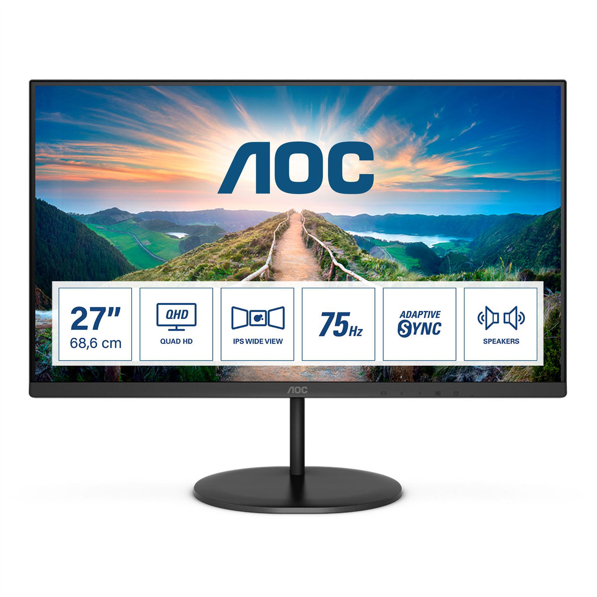 AOC V4 Q27V4EA LED display 68.6 cm (27") 2560 x 1440 pixels 2K Ultra HD Black Monitor