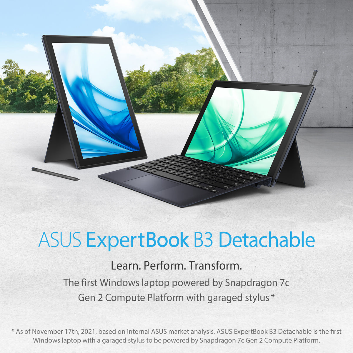 ASUS ExpertBook B3 Detachable Hybrid (2-in-1) - 26.7 cm (10.5") - Touchscreen - Qualcomm Snapdragon 7c (Gen 2) - 8 GB LPDDR4x-SDRAM - 128 GB eMMC - Wi-Fi 5 - Windows 11 Pro - Black