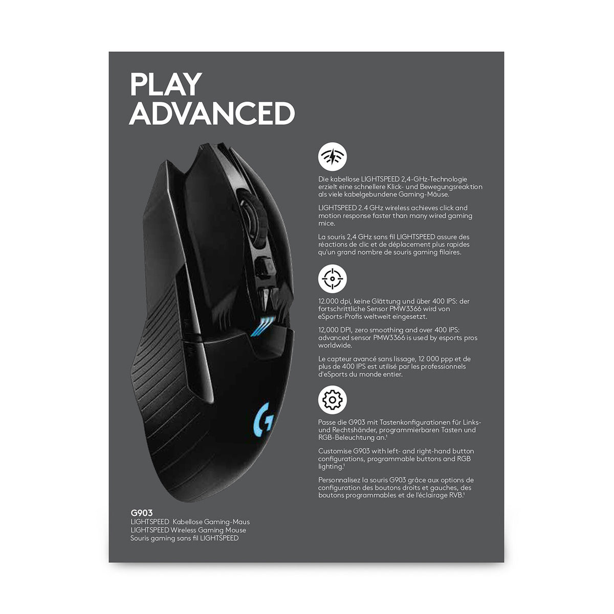 Logitech G - G903 LIGHTSPEED Gaming Mouse in Black - 25,600 DPI