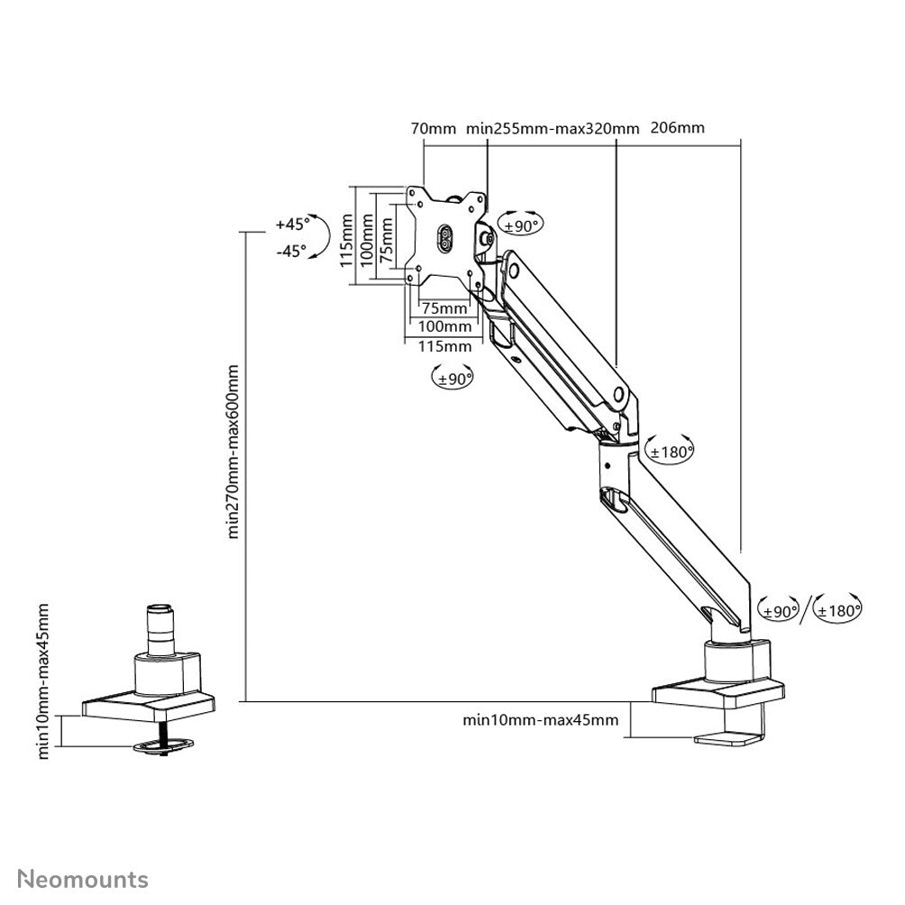 Neomounts NM-D775WHITEPLUS - Desk monitor mount for 25.4 cm (10") to 124.5 cm (49")
