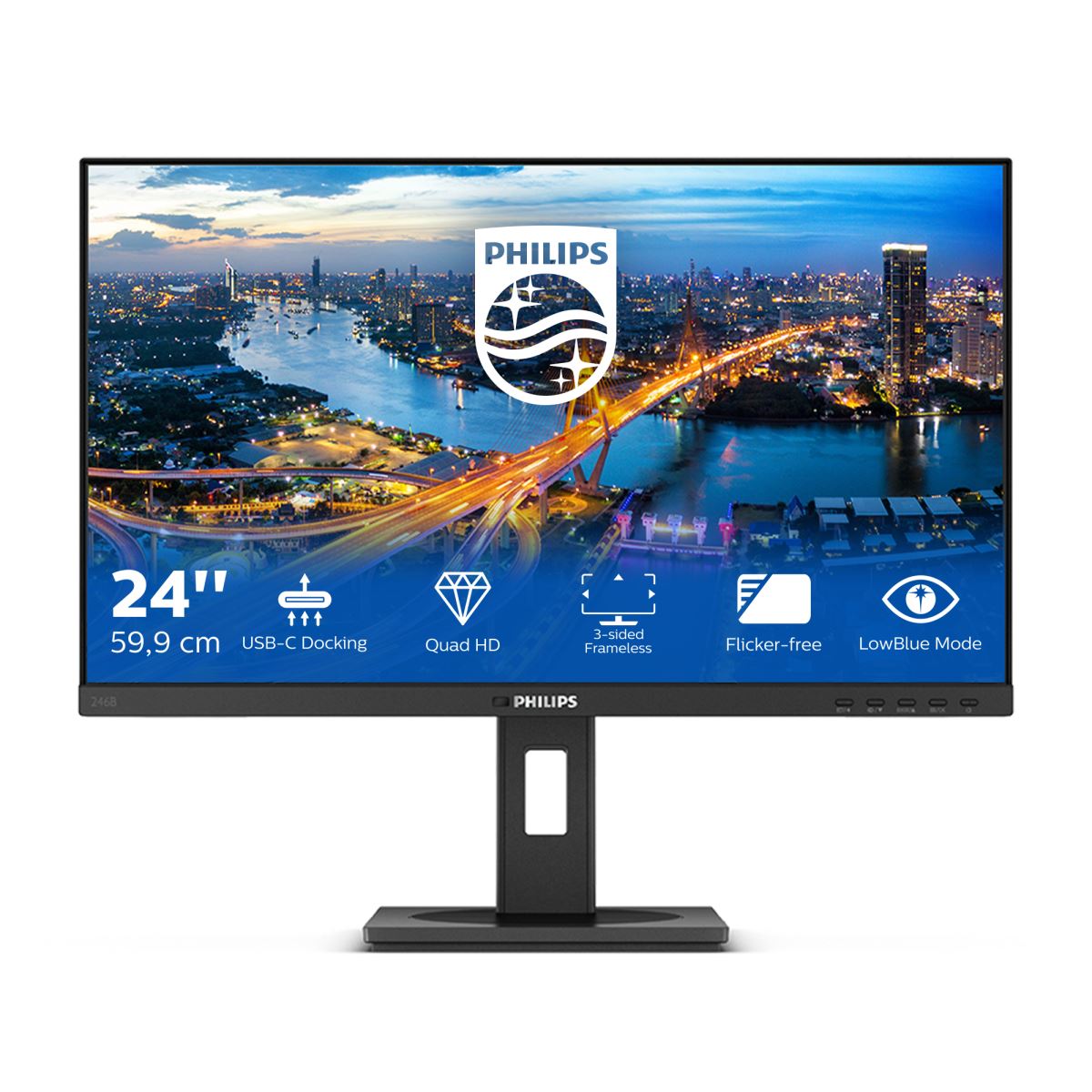 Philips B Line 246B1/00 LED display 60.5 cm (23.8") 2560 x 1440 pixels Quad HD Black Monitor