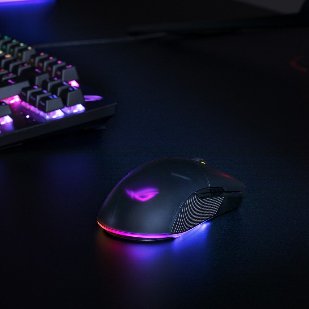 ASUS ROG Pugio II - Ambidextrous RF Wireless + Bluetooth + USB Type-A Optical Mouse - 16,000 DPI